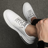 2023 New Genuine Leather Shoes Men Sneakers Men Fashion White Shoes Cow Leather Sneakers Brand Male Footwear A1995