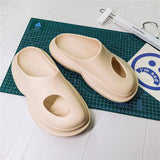 Wexleyjesus New Summer Men's Slippers Soft Bottom House Shoes Unisex Beach Outdoor Slides Mesh Hole Platform Mules Clogs Woman Sandals