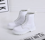 Wexleyjesus  Women Boots Genuine Leather 2021 Fashion White Ankle Boot Female Casual Shoes Winter Couples Men Punk Motorcycle Botas Plus Size