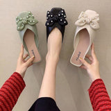 2022 Women Baotou Slippers Korean Bowknot Square Toe Muller Sandals Outdoor Beach Casual Half Bag Slippers Comfortable Slippers