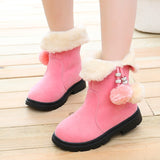 New Winter Kids Girls Boots Keep Warm Plus Velve Ankle Boots Cute Children Cotton Shoes Non-slip Princess Shoes STM029