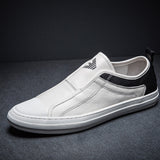 Wexleyjesus  Men Casual Shoes Genuine Leather Men Shoes slip on Flats Breathable Soft black White Sneakers Casual Flats Men Loafers