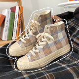 Wexleyjesus Autumn Women's Espadrilles Casual Plaid Zapatillas Mujer Fashion Students Canvas Sneakers Femme Daily Ladies Footwear