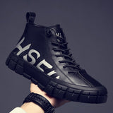 Men's British Style High-top Shoes Men's Winter New Korean Version of Tooling Boots Men's All-match Leather Boots Trend Boots