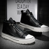 Sneakers Men Genuine Leather Black White Shoes High top Sneakers Men Casual Shoes Cow Leather Brand Male Footwear A2094