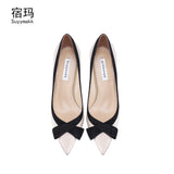 2023 New Bowknot Fashion High Heels Shoes Sexy Prom Mixed Colors Women Pumps Ladies Stiletto Suede  Designer Elegant Office Shoe