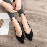 New Women Shoes Single Shoes Fashion Pearl Chain Asakuchi Banquet Low-heeled Elegant Comfortable Pointed Women Shoes