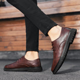 Wexleyjesus Men's Split Leather Flat Shoes Comfortable Casual Shoes Footwear Formal Business Shoes Lace-up Breathable Oxford Shoes