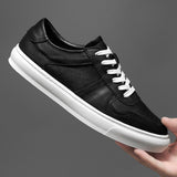 Wexleyjesus Men's Genuine Leather Casual Shoes Classic Fashion Male Lace up Flat White Black Fashion Sneakers New Men Loafers