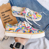 Colorful Print Canvas Shoes Men Espadrilles Rainbow Graffiti Men Vulcanized Shoes Casual Canvas Skateboard Shoes zapatos de lona