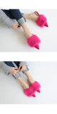 real rabbit fur women slippers pointed toe slides shoes with long fur mules woman luxury pantoufle femme real furry footwear 616