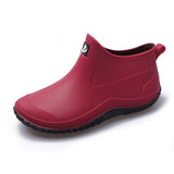 Women's Rubber Non-Slip Rain Boots，Women's Waterproof Plus Fleece Ankle Boots Fishing Kitchen Garden Short Boots Rain Boots