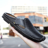 Wexleyjesus Men Slippers Genuine Leather Loafers Moccasins Outdoor Non-slip Men Casual Shoes Summer Spring Fashion Men Shoes Lazy Shoes