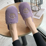 Winter Fashion Women Home Slippers Faux Fur Warm Shoes Woman Slip on Flats Female Fur 1.5cm Heel Plus Size Zapatillas De Casa