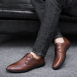 Wexleyjesus Men's Genuine Leather Dress Shoes Fashion Loafers Moccasins Lace-up Oxford Shoes Comfortable Casual Shoes Flat Shoes