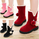 New Winter Kids Girls Boots Keep Warm Plus Velve Ankle Boots Cute Children Cotton Shoes Non-slip Princess Shoes STM029