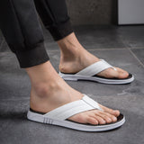 Men Genuine Leather Slippers Summer New Arrival Man Flip Flops Fashion Pinch Feet High Quality Male Beach Shoes Outdoor Footwear