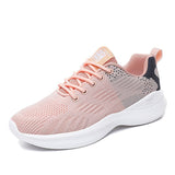 2022 Women's Knitted Sneakers Low Heels Women Vulcanized Shoes Lace Up Mesh Breathable Spring Autumn Female Running Shoe Casual