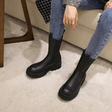 Wexleyjesus  Round Toe Platform Womens Boots Luxury Brand High Top Winter Fleece Warm Shoes Anti-skid Woman Chelsea Booties Botas