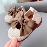 Big Bowknot Kids Casual Shoes for Girls Combed Cotton Ribbed Princess Footwears Retro Spring Toddlers Elastic Prewalkers