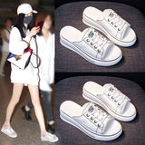 Women Slippers Outside Wearing,2022 Summer Wedges Heels,Platform Sandals Slides,Open toe,BLACK,WHITE,Korea Style,Dropshipping