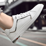 Wexleyjesus Simple White Sneakers Casual Leather Shoes Leather Men Sneakers White Male Leather Shoes Anti Slippery Flats Shoes