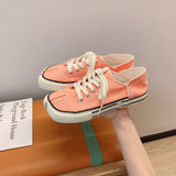 Personalized Fashion Canvas Shoes Women Spring Summer New Two-wear Lace-up Lazy Single Shoes All-match Casual Sports Shoes Women