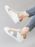 New Women White Shoes Fashion All-match Simplicity Outdoor Lace-up Round Head Light Non-slip Flat Casual Shoes Woman