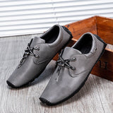 Peas Shoes Men Spring Fashion Pu Leather Shoes 2022 New Soft-soled Comfortable Driving Shoes Men's Pure Color Casual Lazy Shoes