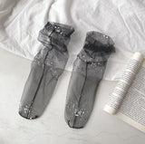 Shine Tulle Socks Women Transparent Long Socks Knee Summer Thin Socks Female Chffion Sock Female Dress Calcetines