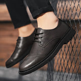 Wexleyjesus Men's Split Leather Flat Shoes Comfortable Casual Shoes Footwear Formal Business Shoes Lace-up Breathable Oxford Shoes