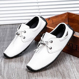 Peas Shoes Men Spring Fashion Pu Leather Shoes 2022 New Soft-soled Comfortable Driving Shoes Men's Pure Color Casual Lazy Shoes