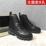 Winter Boots Men Black Thick Mid-Top Mens Trend Platform Boots Casual Men's Shoes Genuine Leather Botas Male ankle lace up Shos