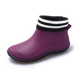 Women's Rubber Non-Slip Rain Boots，Women's Waterproof Plus Fleece Ankle Boots Fishing Kitchen Garden Short Boots Rain Boots