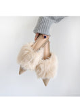 real rabbit fur women slippers pointed toe slides shoes with long fur mules woman luxury pantoufle femme real furry footwear 616