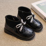 Toddler Boots Patent Leather Fashion Autumn Baby Girls Soft Walking Shoes Pure Color Princess Shoes SOB010