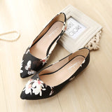 2023 New Style Pointed Shoes Fashion Flower Large Size Low-Cut Flat Spring Summer WOMEN'S Shoes
