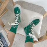 Women Boots Transparent Platform Shoes Jelly Fashion Autumn Casual Goth Ankle Harajuku +Socks