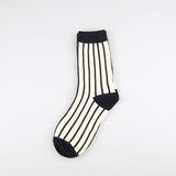 1 Pair Japanese Lattice & Vertical Stripes Harajuku Women/Men Fashion Causal Socks Autumn Winter Classic Black&White Socks
