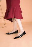 2022 Summer Flats Shoes Women Black Leather Pointed Ballet Flats  Single Shoes Two Wear Four Seasons Scoop Shoes Sandalias Shoe