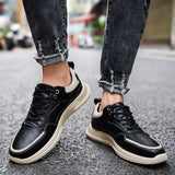 Wexleyjesus Leather Men Casual Shoes Luxury Brand Mens Fashion Sneakers Korean Thick-Soled Men's Shoes White Sneakers