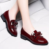 Wexleyjesus Patent Leather  Shoes Women's British Style Women's 2023 New Spring Autumn Soft Bottom Ladies Mid-heel Soft Leather Low Heel