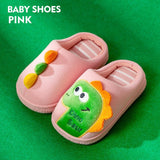 Cartoon Dinosaur Autumn Winter Korean Plush Kids Slippers Bottom Soft Insole Home Shoes Thick Indoor Non-slip Slide Footwear
