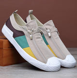 2023 New Style Men's Vulcanize Shoes Breathable Double zipper Trend Men Canvas Loafer British Fashion Mixed Colors Casual Shoe