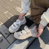 Chunky Platform Velcro Vulcanize Shoes Harajuku Casual Sports Running Sneakers Women's Fashion Breathable White Blue Dad Shoes