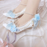 Tea Party Lolita Shoes Flowers Kawaii Girls Shoes Casual Sweet Pink Lolita Breathable Anime Wedding Loli Female Mid Heel 5cm