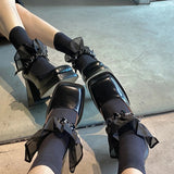 Wexleyjesus 2022 Fashion Mary Janes Shoes,Women Platforms High Heels,Square Toe,Lace&Rhinestone,Female Footware