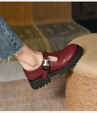 2022 Spring Genuine Leather Flat Platform Women Shoes Fashion Slip-On Platform Shoes Casual Round Toe Heel Handmade Shoes Woman