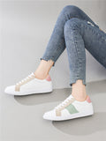 New Women White Shoes Fashion All-match Simplicity Outdoor Lace-up Round Head Light Non-slip Flat Casual Shoes Woman