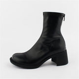 Wexleyjesus Sexy Black Women Ankle Boots Chunky High Heel Elastic Sock Boot Ladies Shoes Round Toe Slim Fit Short Booties Autumn Botas Mujer